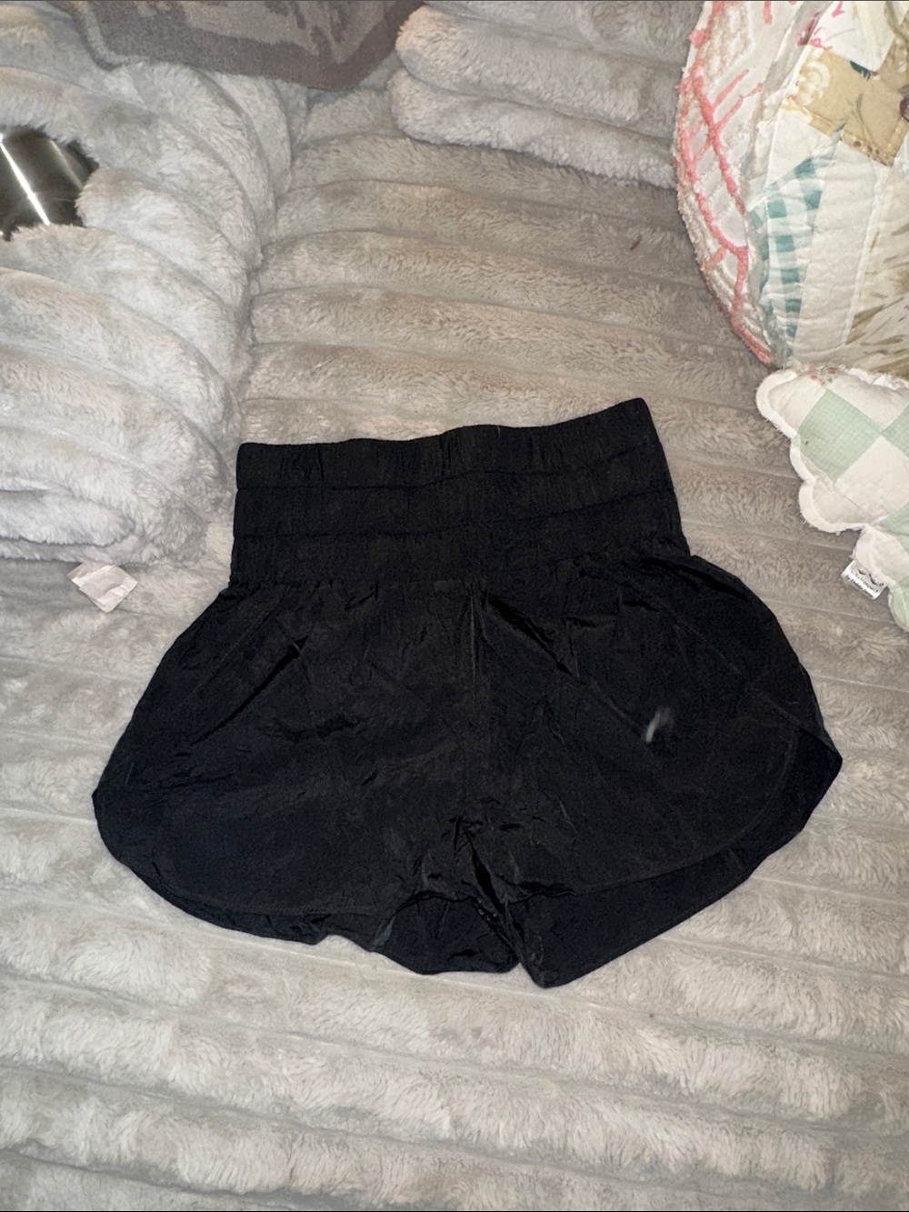 TCEC Black High-Waist Bubble Shorts